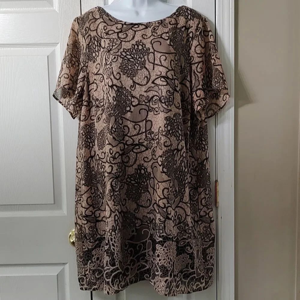 Signature Collection pink black sheath dress  Sz 1X  (18W-20W)
